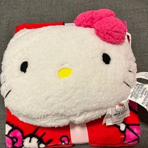 Hello Kitty White and Pink Plush pillow and blanket
